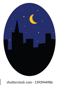 Night illustration vector on white background 