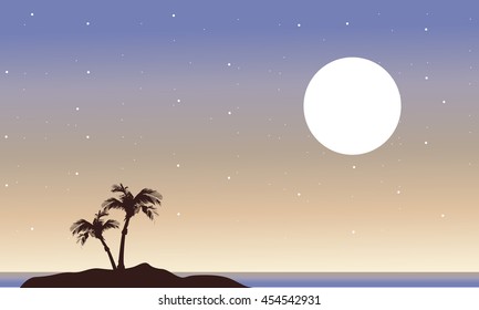 At night islands landscape of silhouette vector art