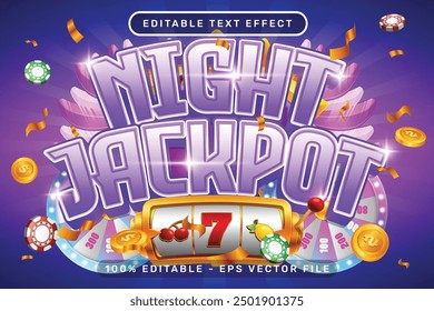 night jackpot 3d text effect and editable text effect with light background