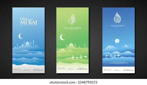 The night journey design set banner vertical template with a vector illustration of a night journey atmosphere.