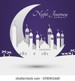 Night Journey greeting card for reminder rise of Prophet Muhammad 