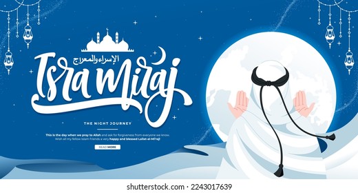 the night journey or isra miraj islamic illustration background