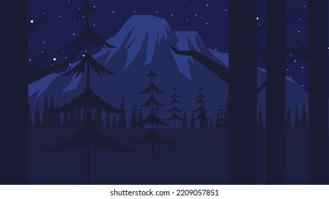The night of jungle flat illustration 