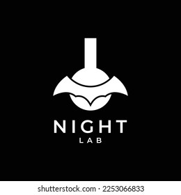 night laboratory science bats wings logo design vector icon illustration template