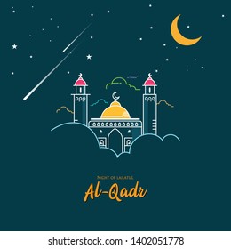 The Night of Lailatul Qadr for Ramadan Kareem, Eid al Fitr and Eid Al Adha Celebrating.Vector eps.10