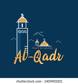 The Night of Lailatul Qadr for Ramadan Kareem, Eid al Fitr and Eid Al Adha Celebrating.Vector Illustration eps.10