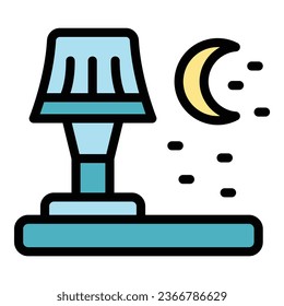 Night lamp icon outline vector. Sleep disorder. Insomnia dream color flat