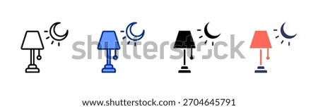 Night Lamp icon set multiple style collection