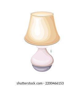 Night lamp near bed vector illustration. Cartoon isolated cozy furniture for home or hotel bedroom interior, nightstand lantern with lampshade and cute domestic lighting equipment for reading bedtime