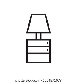 Night lamp ouline flat icon vector design illustration, home furniture icon design, bedroom equipment vector design illustration. 