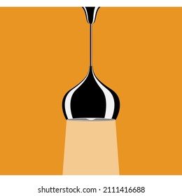 A night lamp in the shape of a dome. A lamp for lighting the room. Ceiling lamp inside the house. Vector icon, black , complex flat