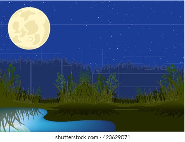 Night Landscape, 3D illustration