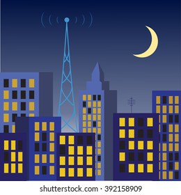 Night landscape with the aerial