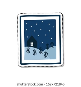 night landscape doodle icon, vector illustration