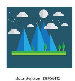 Night Landscape Illustration in Flat Designs