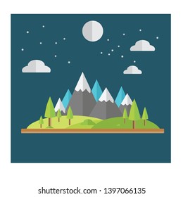 Night Landscape Illustration in Flat Designs