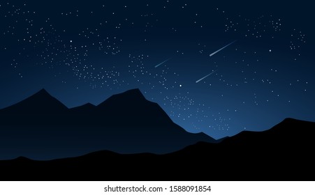 Night landscape with milky way and mountain peak