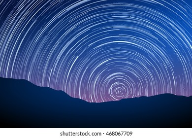  Night landscape with milky way. Vector illustration EPS 10.

