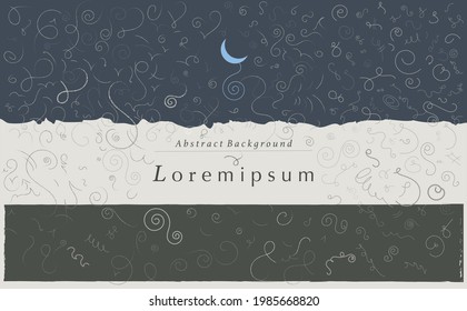 Paisaje nocturno con luna, ilustración vectorial abstracta