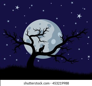 Night Landscape Moon Tree Stock Vector (Royalty Free) 453219988