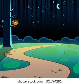 night landscape with an owl