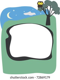 Night landscape with a owl (blank space to add your own text)