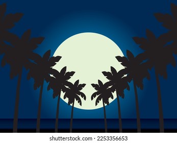 paisaje nocturno con palmeras