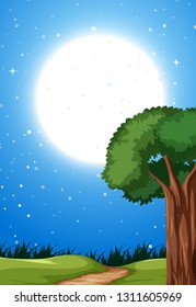 A night landscape scene illustration
