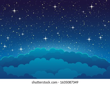 Beautiful Starry Sky Background Some Clouds Stock Illustration 38274475 ...