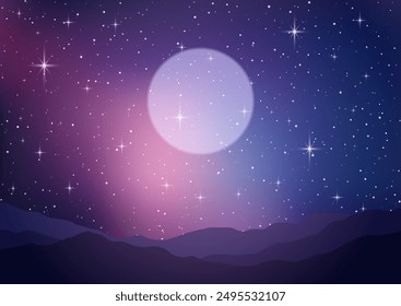 Paisaje nocturno con un diseño de cielo estrellado 