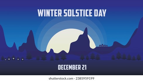 Nachtlandschaft mit Text WINTER SOLSTICE TAG, 21. DEZEMBER