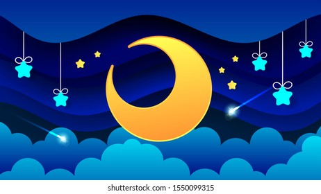 Night Landscape Of Thick Clouds The Night Sky A Beautiful Landscape Vector Illustration