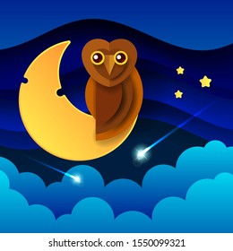 Night Landscape Of Thick Clouds The Night Sky A Beautiful Landscape Vector Illustration