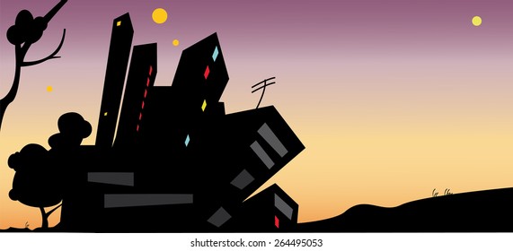 Night landscape - vector