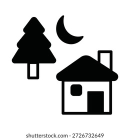 Icono de Vector de paisaje nocturno que puede modificarse o editarse fácilmente


