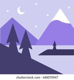 Night Landscape Vector Illustration