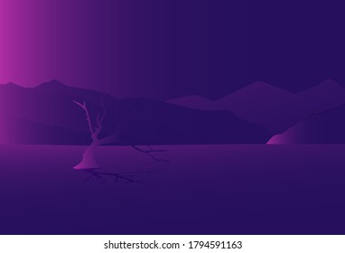 paisaje nocturno. Ilustración vectorial. Diseño plano.