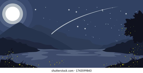 night landscape
women silhoutte
shooting star