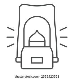 Lâmpada de lanterna noturna brilha conceito. Gráficos vetoriais. Conceito de lâmpada de luz. Gráficos vetoriais. Sinal de lâmpada de gasolina portátil no fundo branco, ícone de estilo de contorno para design móvel ou web