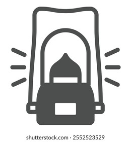 Lâmpada de lanterna noturna brilha conceito. Gráficos vetoriais. Conceito de lâmpada de luz. Gráficos vetoriais. Sinal de lâmpada de gasolina portátil no fundo branco, ícone de estilo de glifo para design móvel ou web