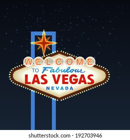 Night Las Vegas Sign. Vector