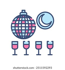 Night Life Fill Color Icon, Vector illustration