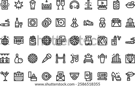 Night life icons High-Quality Vector Icons Collection with Editable Stroke. Ideal for Professional and Creative Projects.