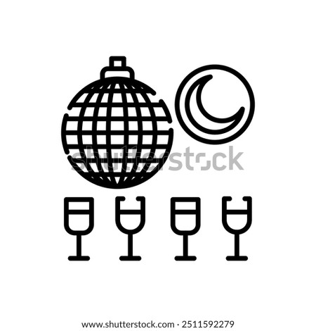 Night Life Outline Icon, Vector illustration