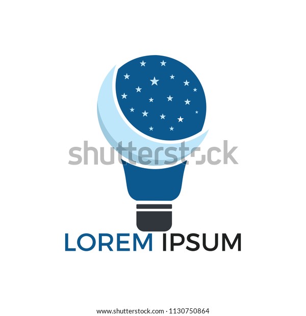 Night and light bulb logo. Light bulb with night\
sky inside vector\
design.