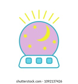 Night light color icon. Table lamp with moon and stars. Isolated vector illustration