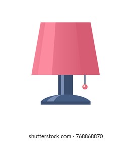 Night light, lamp. The interior and lighting of the room in the apartment. Time for sleep and rest. Home, comfortable furnishings and interior, a place to relax. Vector flat illustration.