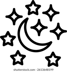 Night Light Line Vector Icon Design