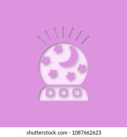 Night light paper cut out icon. Table lamp with moon and stars. Vector silhouette isolated illustration