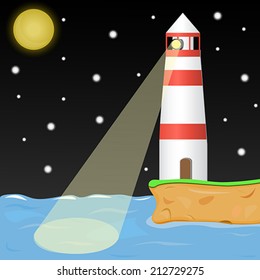 night lighthouse, vector illustration